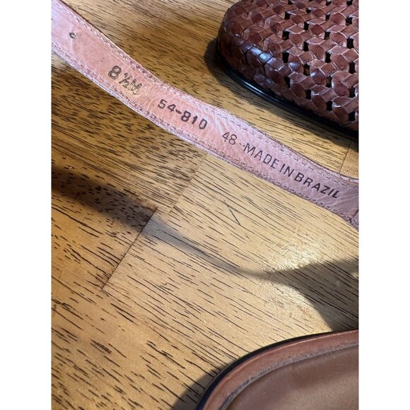 TROTTERS Lea Woven Brown Leather Slingback Flats Huarache Quiet Luxury Size 8.5 - Picture 8 of 8